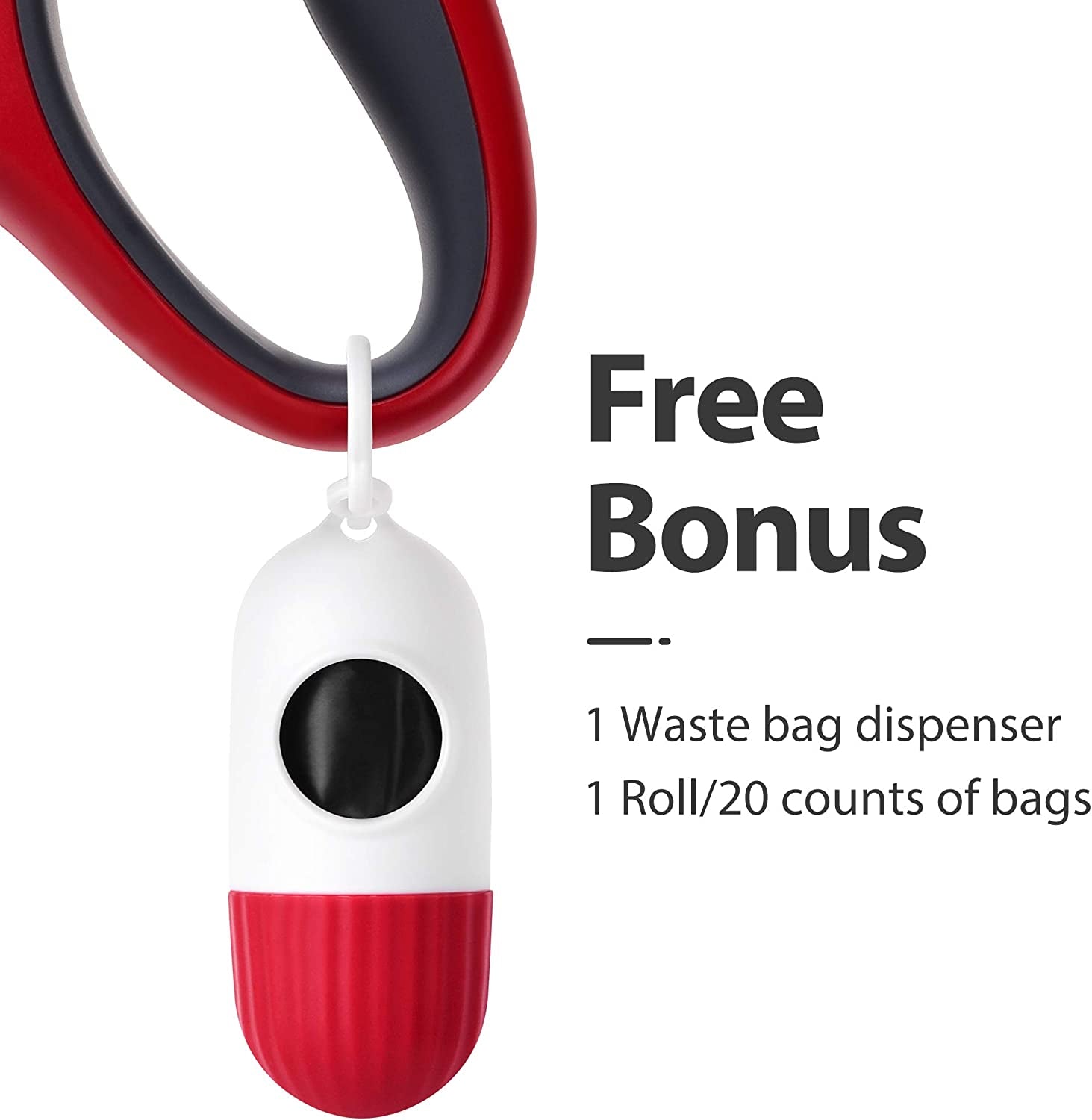 Fida 16 Ft Retractable Dog Leash - Durable, Tangle-Free with Reflective Nylon Tape & Bonus Poop Bags for Medium Dogs and Cats up to 44 Lbs - Comfortable Anti-Slip Handle in Red