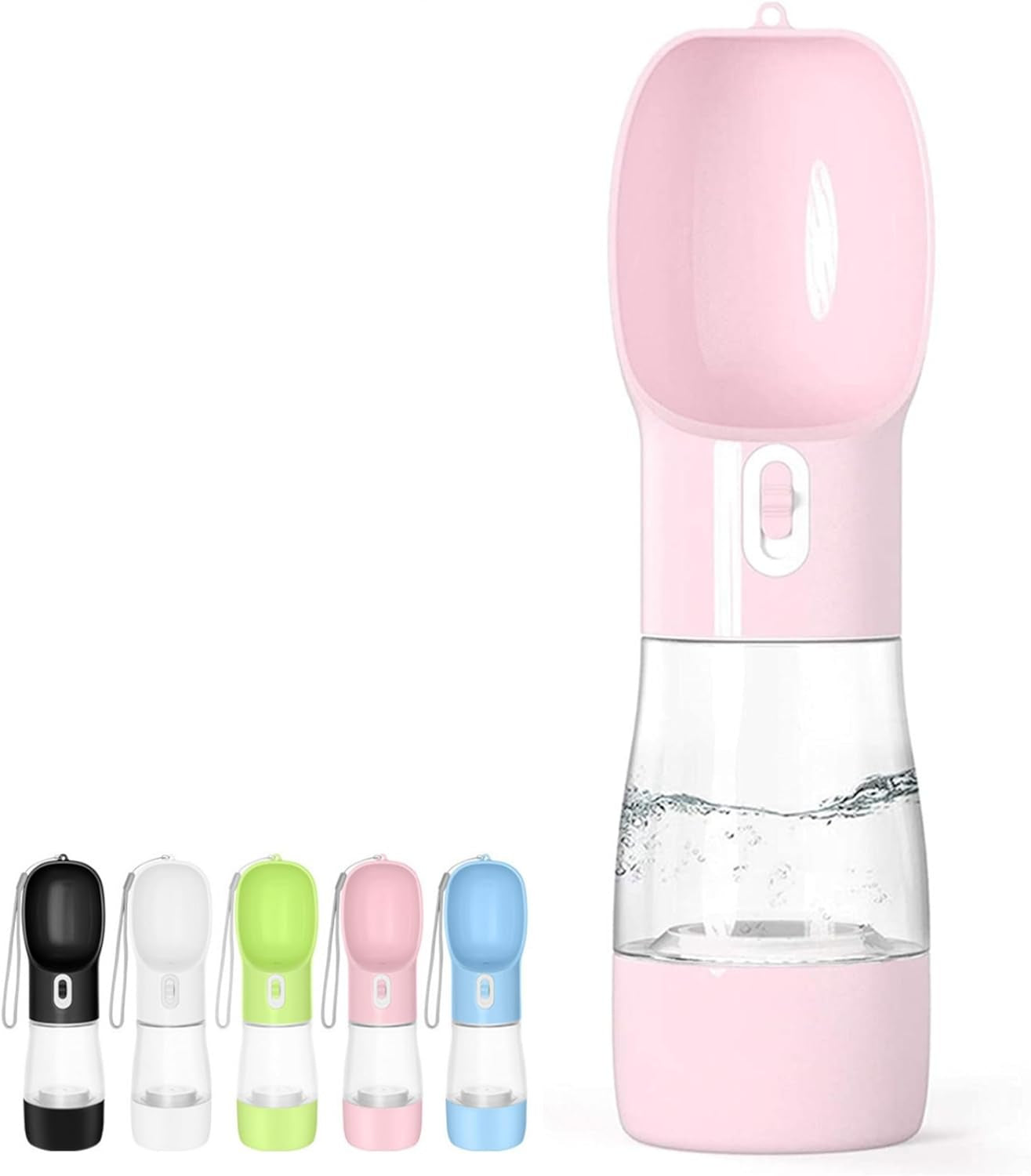 Portable Dog Water Bottle - Leak Proof Dog Water Dispenser with Bowl & Food Container, Dishwasher Safe Food Grade Plastic for Pet Puppy Outdoor Walking Hiking Travel Blue