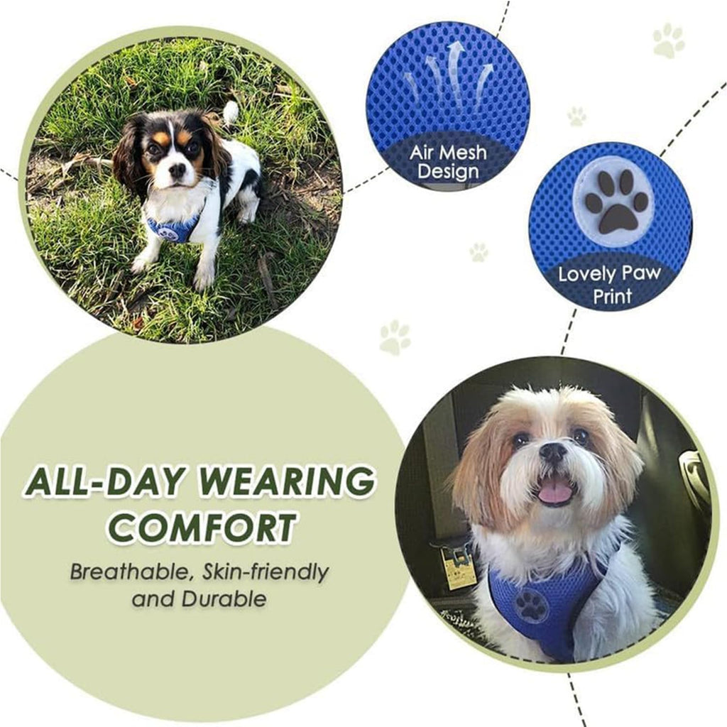 Lukovee Adjustable Dog Car Harness & Seat Belt - Ultimate Comfort & Safety for All Breeds (Blue, Medium)