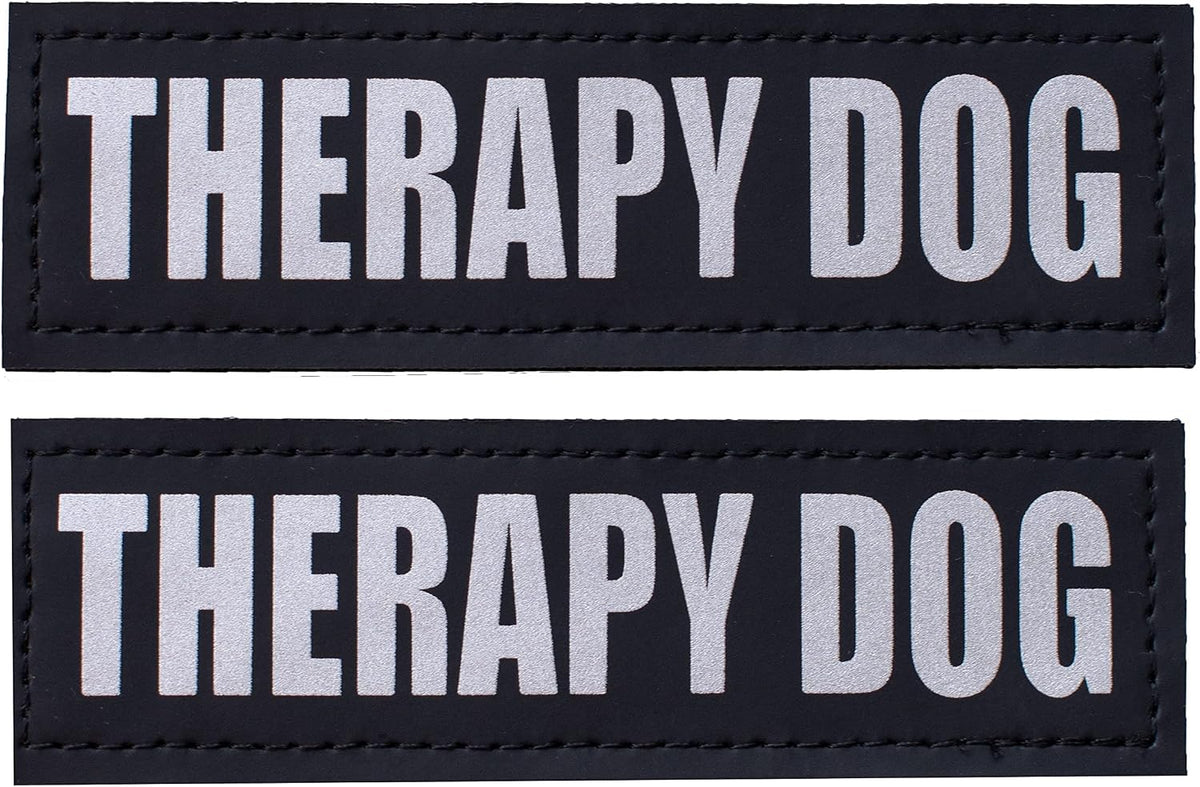 Albcorp Reflective Service Dog Patches - Easy-Change Hook Backing for Vests & Harnesses, Small Size (4.6 x 1 Inch), Set of 2