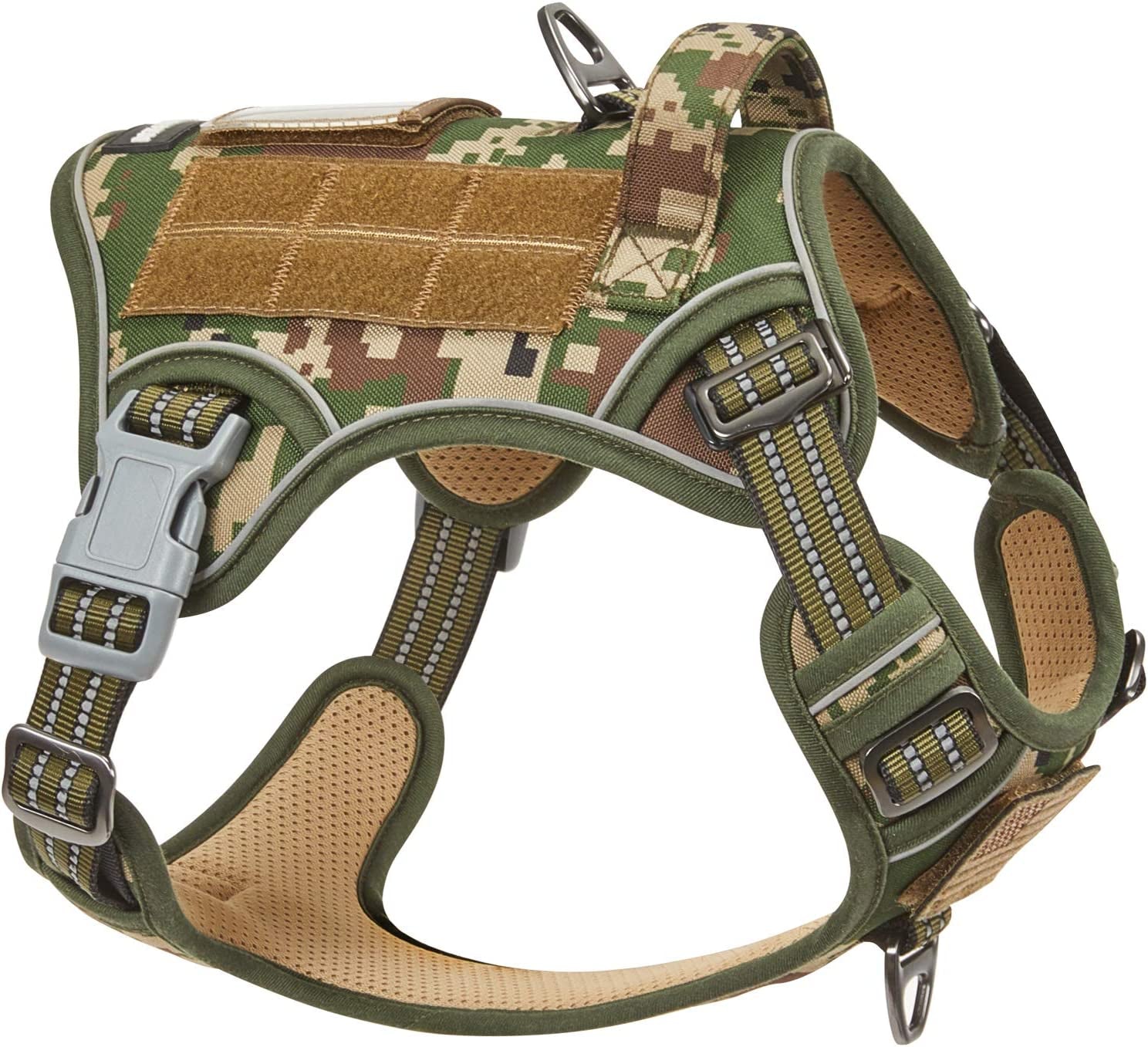 BUMBIN Tactical Dog Harness for Small Dogs No Pull, Famous TIK Tok No Pull Puppy Harness, Fit Smart Reflective Pet Walking Harness for Training, Adjustable Dog Vest Harness with Handle Purple Camo XS
