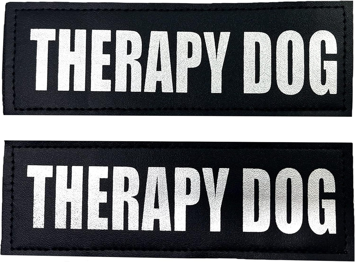 Albcorp Reflective Service Dog Patches - Easy-Change Hook Backing for Vests & Harnesses, Small Size (4.6 x 1 Inch), Set of 2