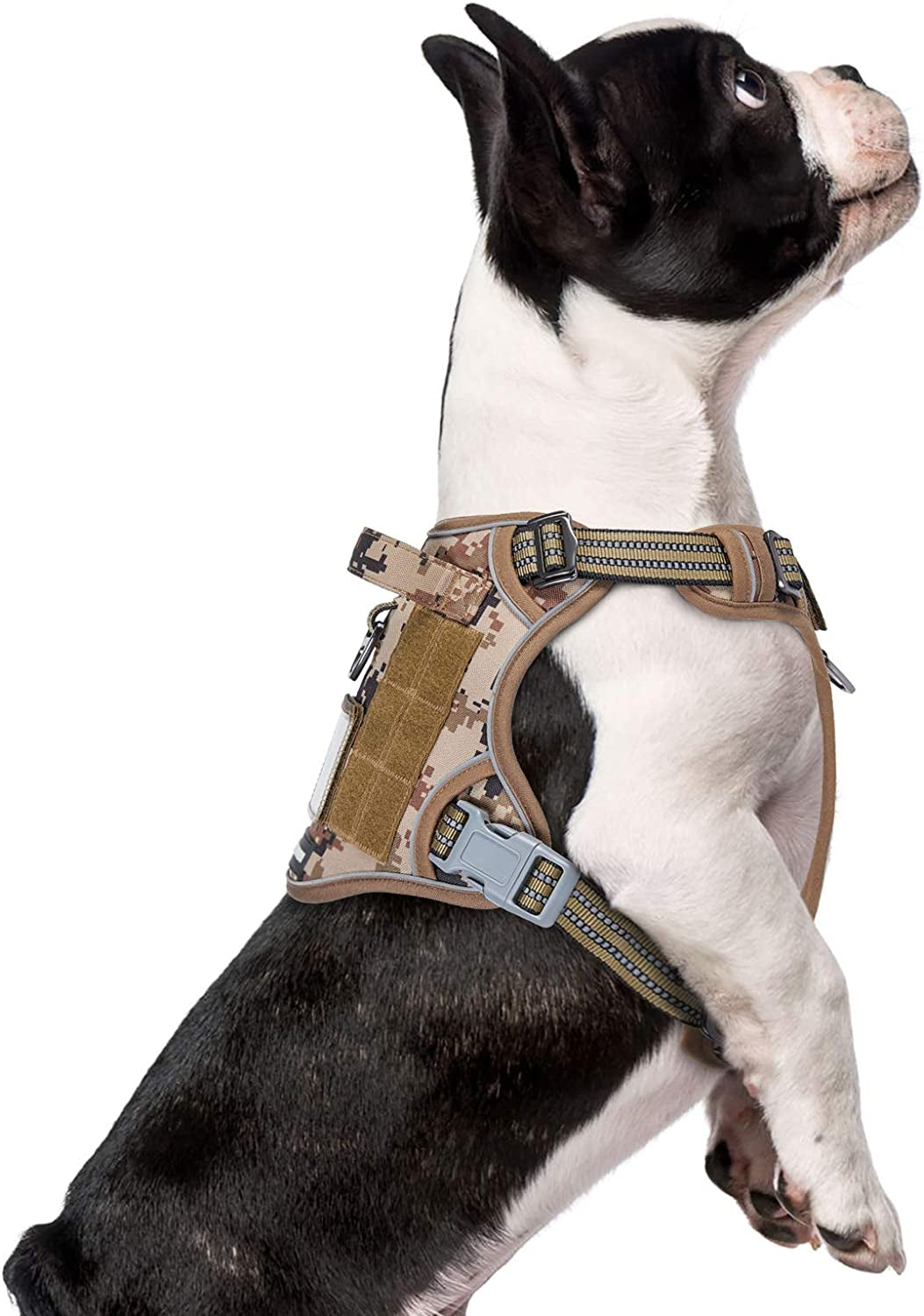BUMBIN Tactical Dog Harness for Small Dogs No Pull, Famous TIK Tok No Pull Puppy Harness, Fit Smart Reflective Pet Walking Harness for Training, Adjustable Dog Vest Harness with Handle Purple Camo XS