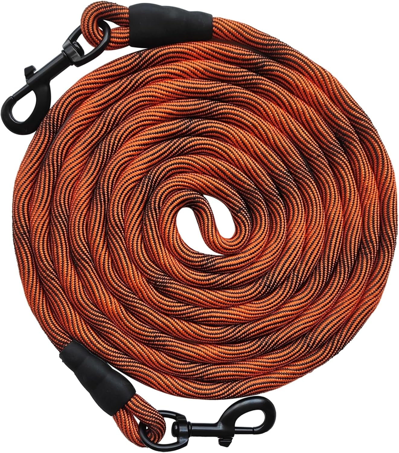 BTINESFUL Tie-Out Check Cord Long Rope Dog Tether, 8Ft 12Ft 20Ft 30Ft 50Ft Dog Lead for Yard, Large Medium Dogs Oudoor Training, Playing, Camping, or Backyard (30Ft, Beige Black)