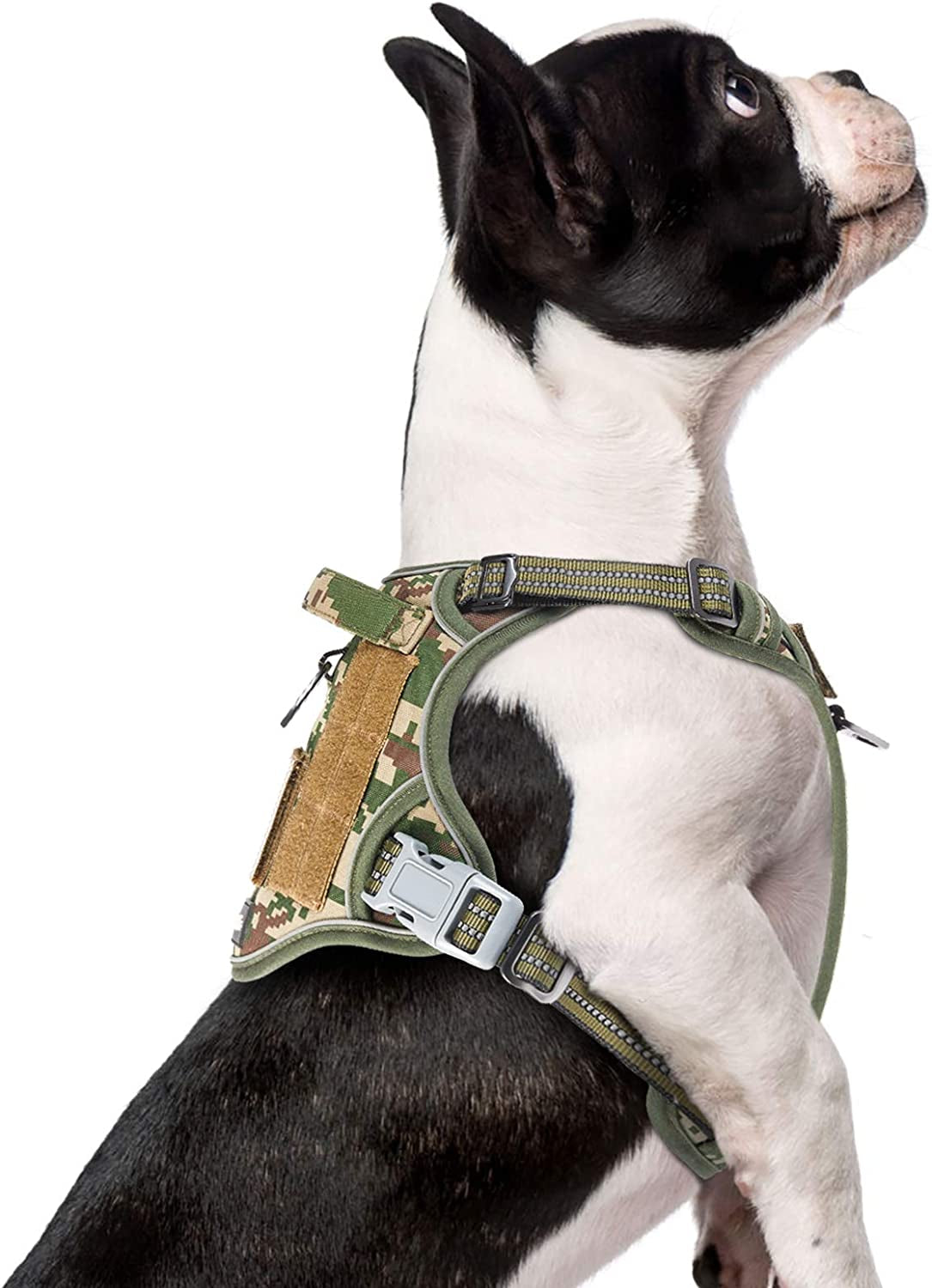 BUMBIN Tactical Dog Harness for Small Dogs No Pull, Famous TIK Tok No Pull Puppy Harness, Fit Smart Reflective Pet Walking Harness for Training, Adjustable Dog Vest Harness with Handle Purple Camo XS