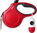 Fida 16 Ft Retractable Dog Leash - Durable, Tangle-Free with Reflective Nylon Tape & Bonus Poop Bags for Medium Dogs and Cats up to 44 Lbs - Comfortable Anti-Slip Handle in Red