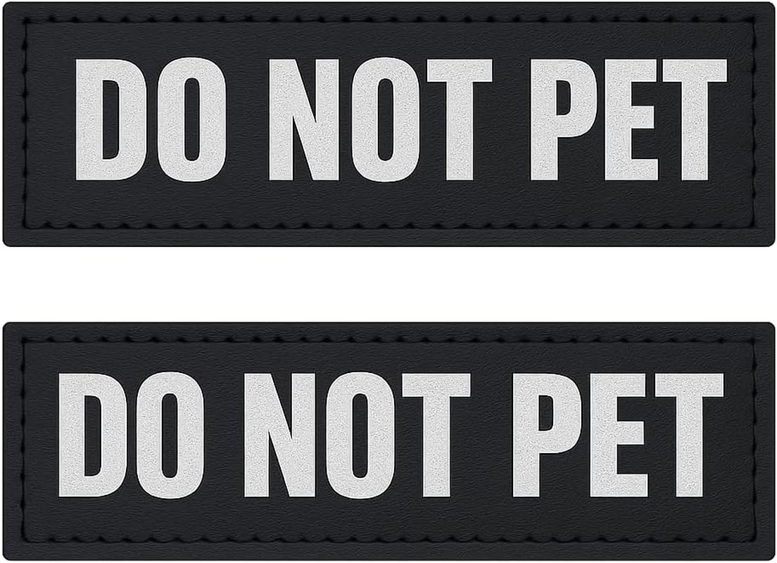 Albcorp Reflective Service Dog Patches - Easy-Change Hook Backing for Vests & Harnesses, Small Size (4.6 x 1 Inch), Set of 2