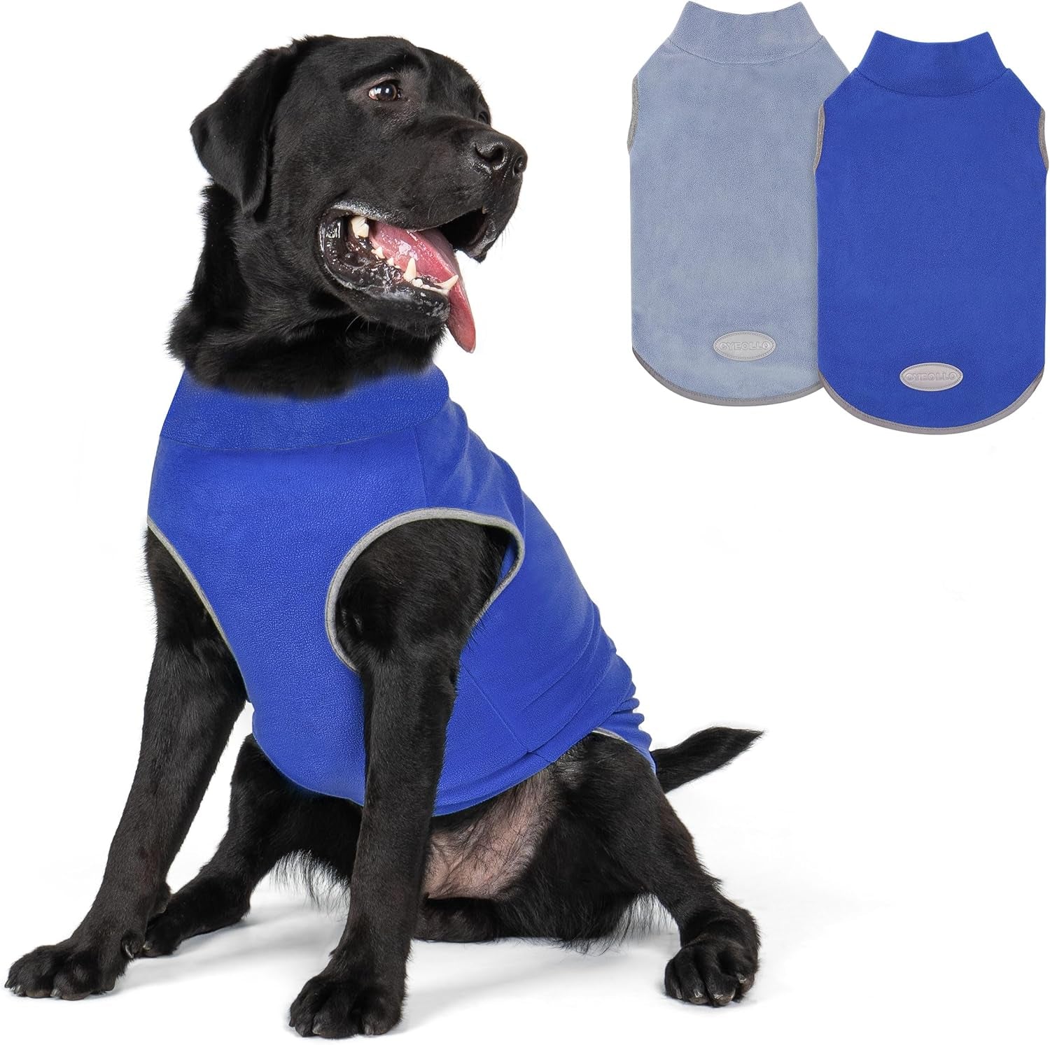 Cyeollo 2 Pack Dog Fleece Sweater Stretchy Sweatshirt with Reflective Stripe Pullover Soft Jacket Pet Clothes Dog Sweaters for Small Dogs, Red & Grey M