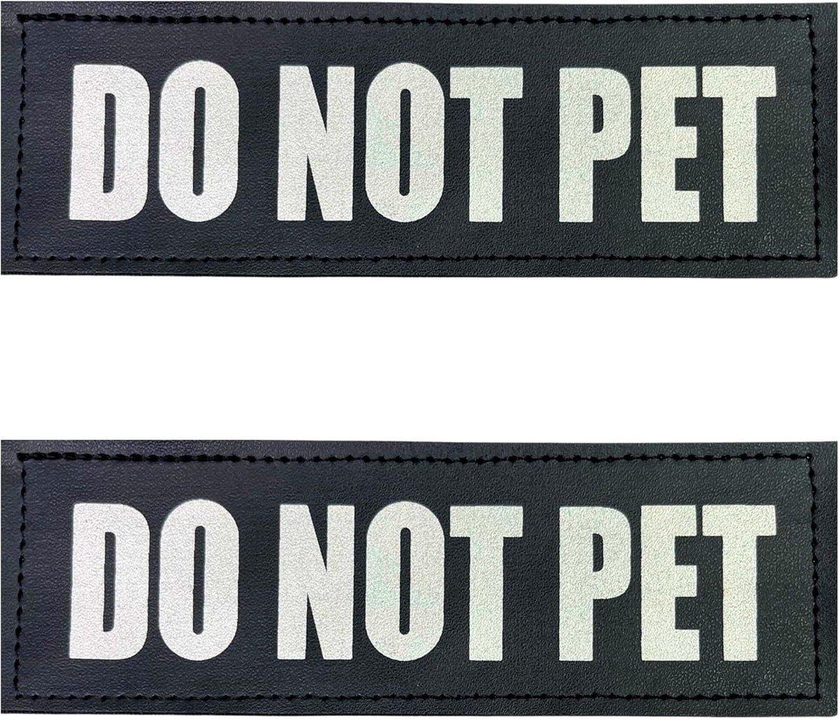 Albcorp Reflective Service Dog Patches - Easy-Change Hook Backing for Vests & Harnesses, Small Size (4.6 x 1 Inch), Set of 2