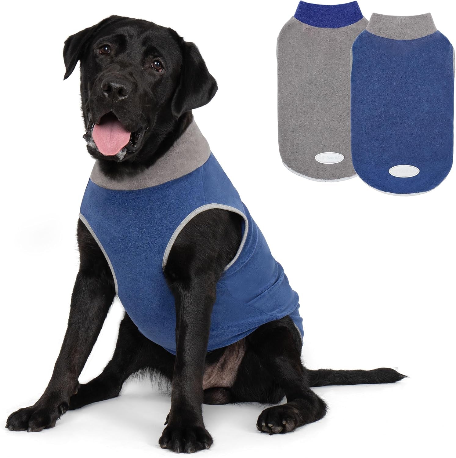 Cyeollo 2 Pack Dog Fleece Sweater Stretchy Sweatshirt with Reflective Stripe Pullover Soft Jacket Pet Clothes Dog Sweaters for Small Dogs, Red & Grey M