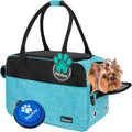 Petami Dog Purse Carrier for Small Dogs Cats, TSA Airline Approved Soft-Sided Pet Carrier with Pockets, Ventilated Travel Tote Bag with Bed & Shoulder Strap, Puppy Kitten, Max 12 Lbs, Turquoise