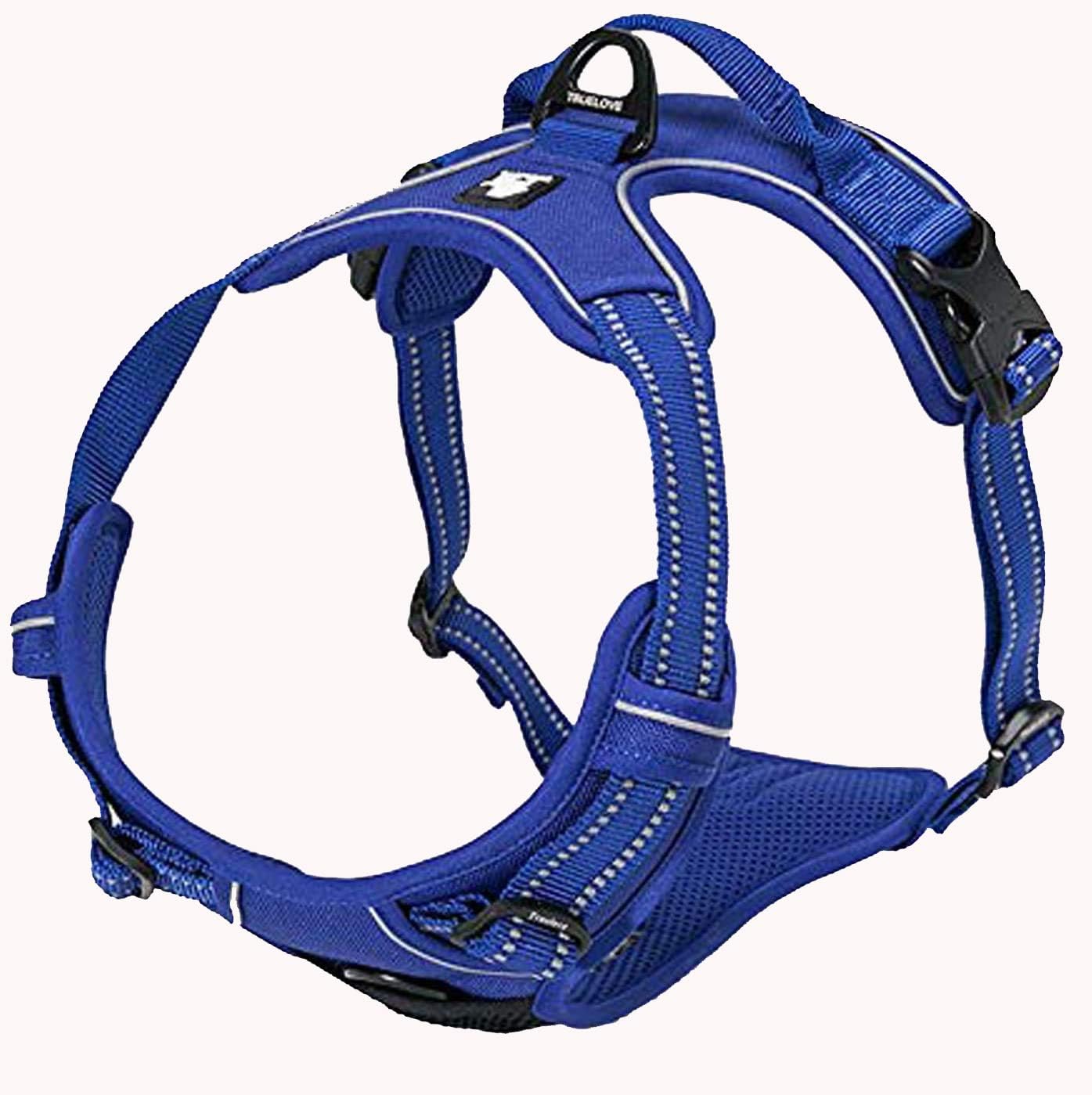 TRUE LOVE Adjustable No-Pull Dog Harness Reflective Pup Vest Harnesses Comfortable Control Brilliant Colors Truelove Tlh5651(Royal Blue,L)