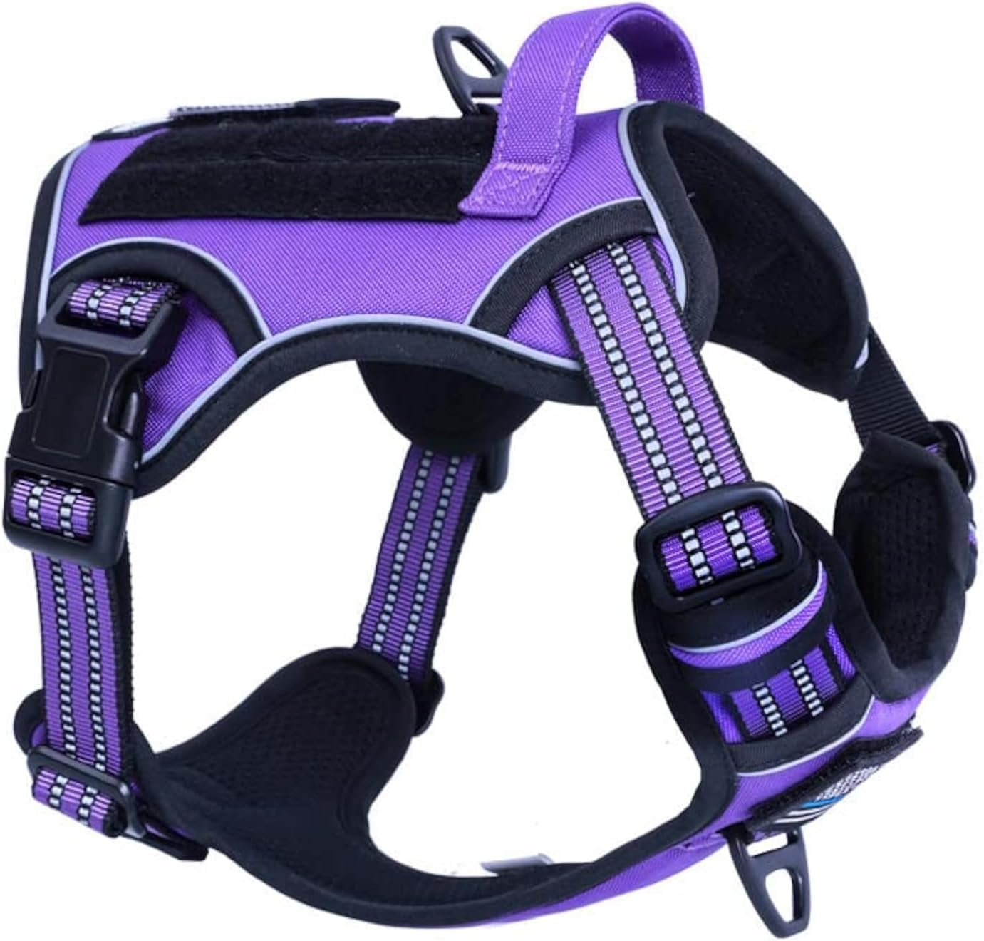 BUMBIN Tactical Dog Harness for Small Dogs No Pull, Famous TIK Tok No Pull Puppy Harness, Fit Smart Reflective Pet Walking Harness for Training, Adjustable Dog Vest Harness with Handle Purple Camo XS