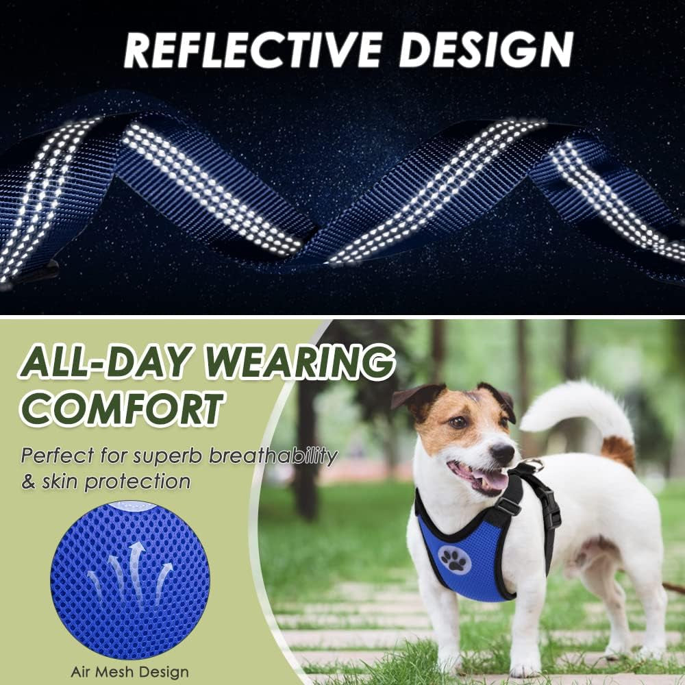 Lukovee Adjustable Dog Car Harness & Seat Belt - Ultimate Comfort & Safety for All Breeds (Blue, Medium)