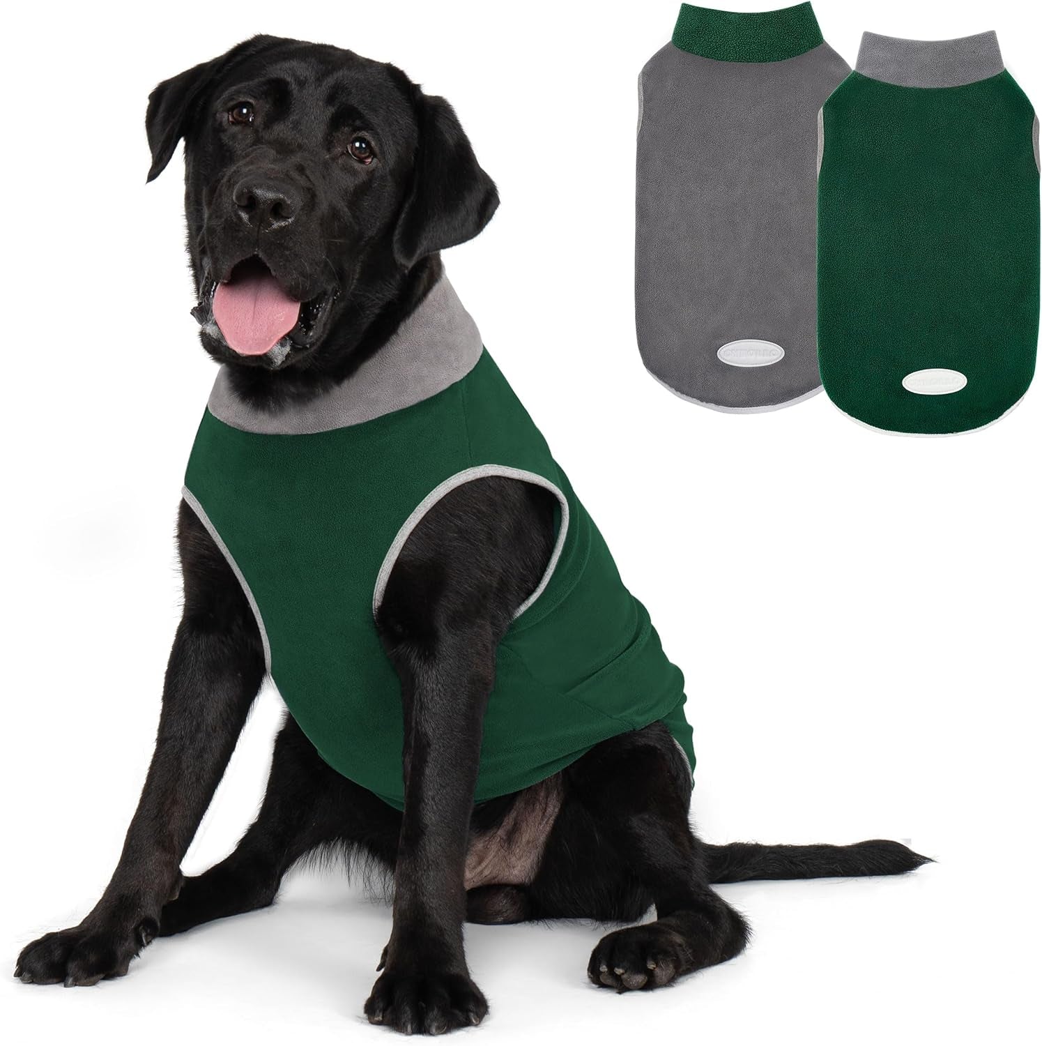 Cyeollo 2 Pack Dog Fleece Sweater Stretchy Sweatshirt with Reflective Stripe Pullover Soft Jacket Pet Clothes Dog Sweaters for Small Dogs, Red & Grey M