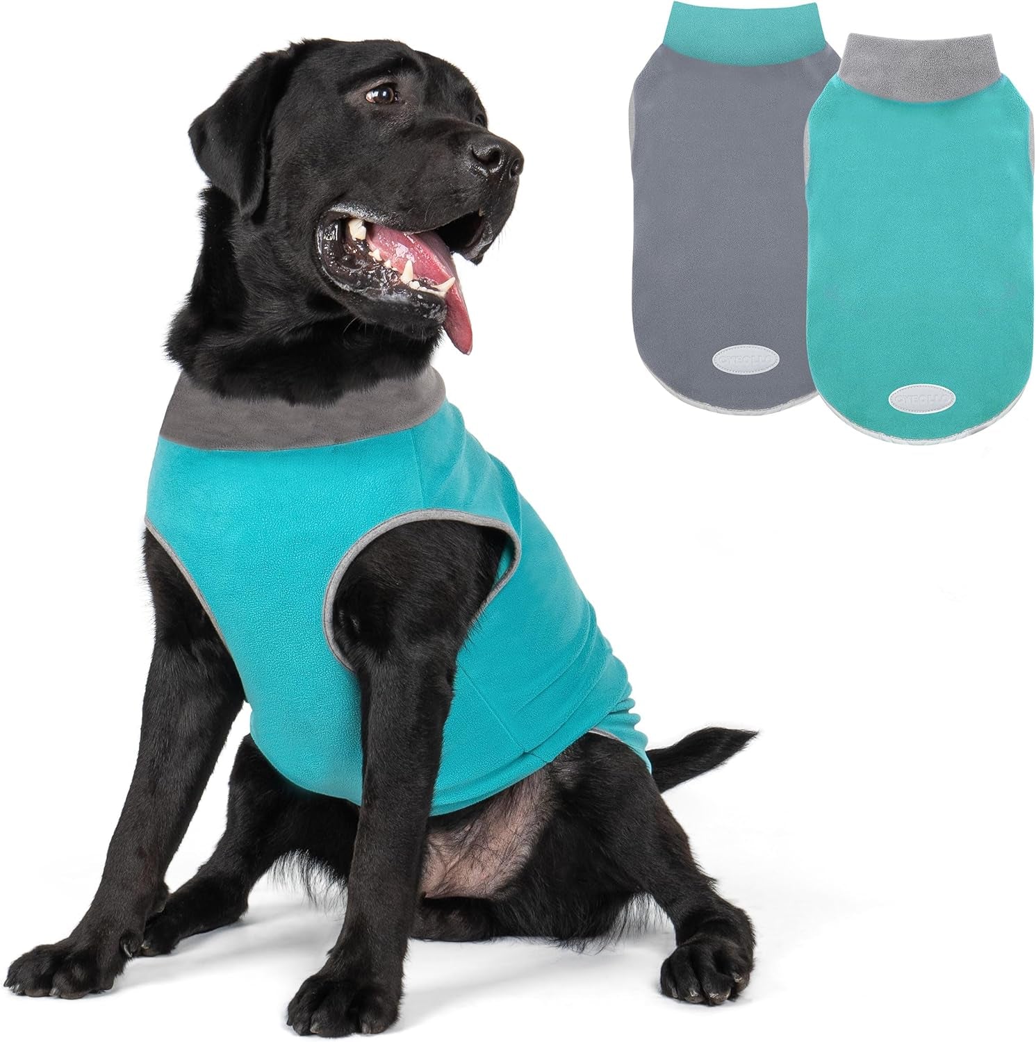 Cyeollo 2 Pack Dog Fleece Sweater Stretchy Sweatshirt with Reflective Stripe Pullover Soft Jacket Pet Clothes Dog Sweaters for Small Dogs, Red & Grey M