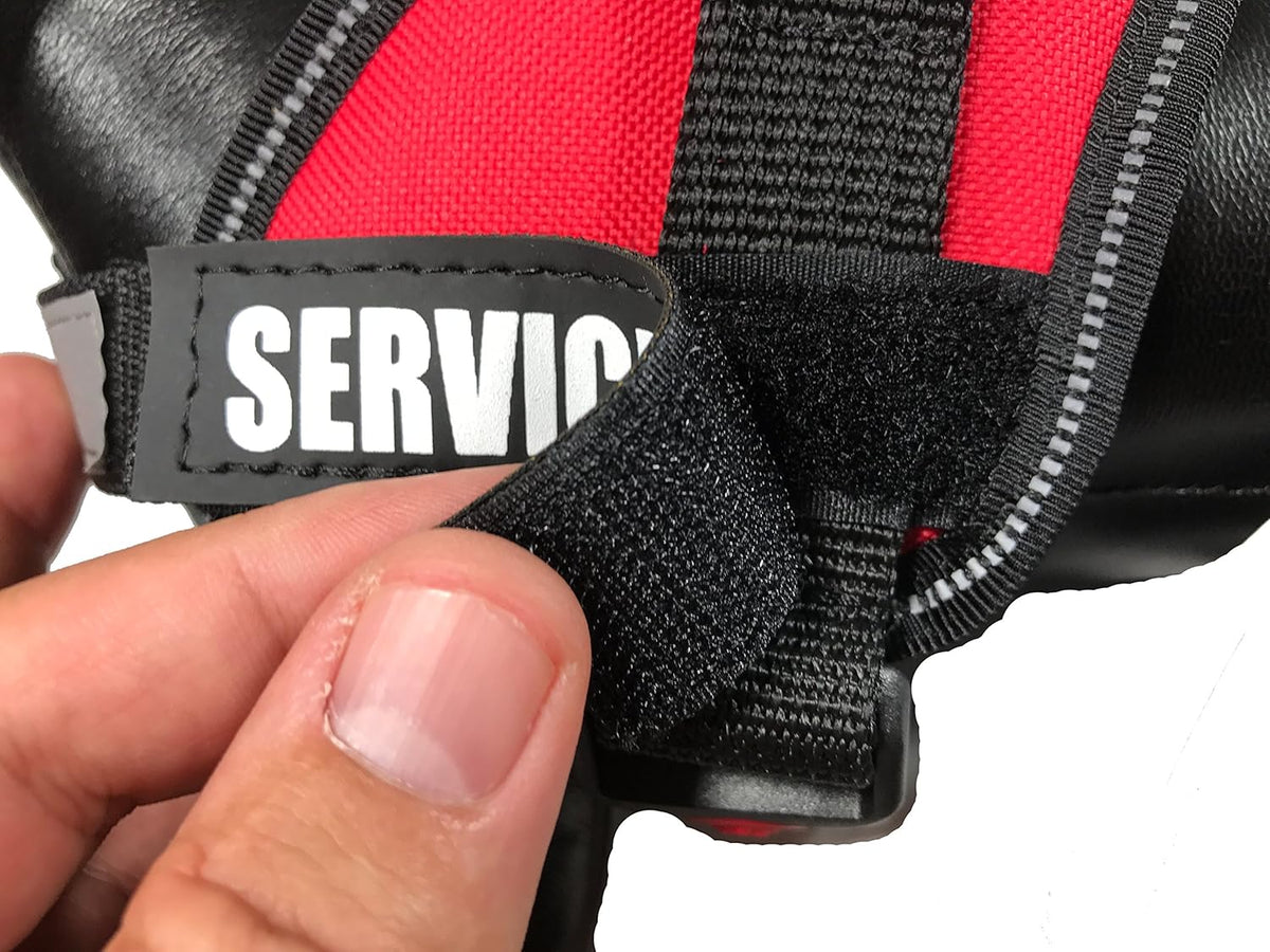 Albcorp Reflective Service Dog Patches - Easy-Change Hook Backing for Vests & Harnesses, Small Size (4.6 x 1 Inch), Set of 2