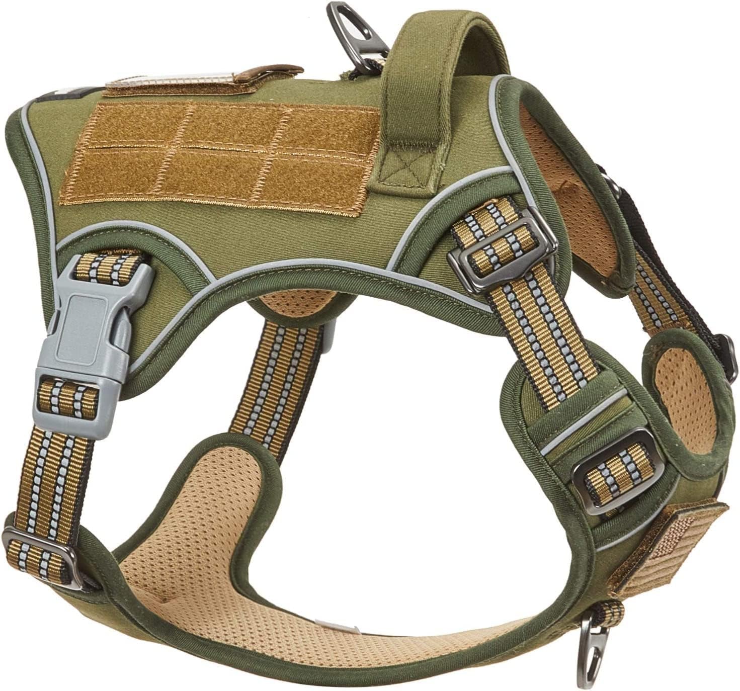 BUMBIN Tactical Dog Harness for Small Dogs No Pull, Famous TIK Tok No Pull Puppy Harness, Fit Smart Reflective Pet Walking Harness for Training, Adjustable Dog Vest Harness with Handle Purple Camo XS