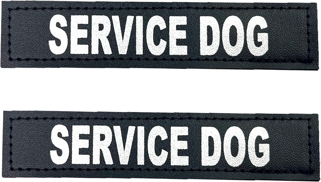 Albcorp Reflective Service Dog Patches - Easy-Change Hook Backing for Vests & Harnesses, Small Size (4.6 x 1 Inch), Set of 2