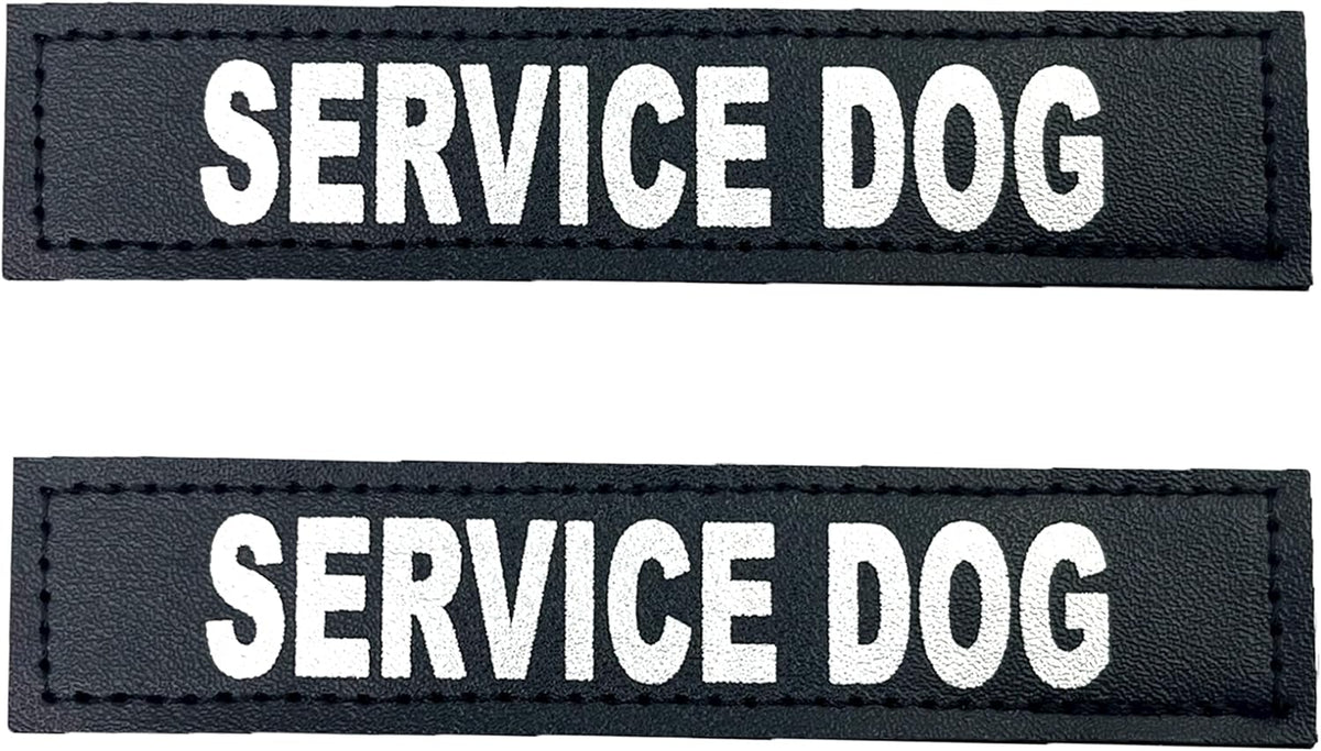Albcorp Reflective Service Dog Patches - Easy-Change Hook Backing for Vests & Harnesses, Small Size (4.6 x 1 Inch), Set of 2