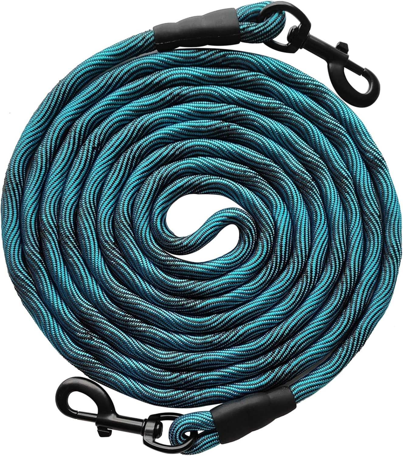BTINESFUL Tie-Out Check Cord Long Rope Dog Tether, 8Ft 12Ft 20Ft 30Ft 50Ft Dog Lead for Yard, Large Medium Dogs Oudoor Training, Playing, Camping, or Backyard (30Ft, Beige Black)