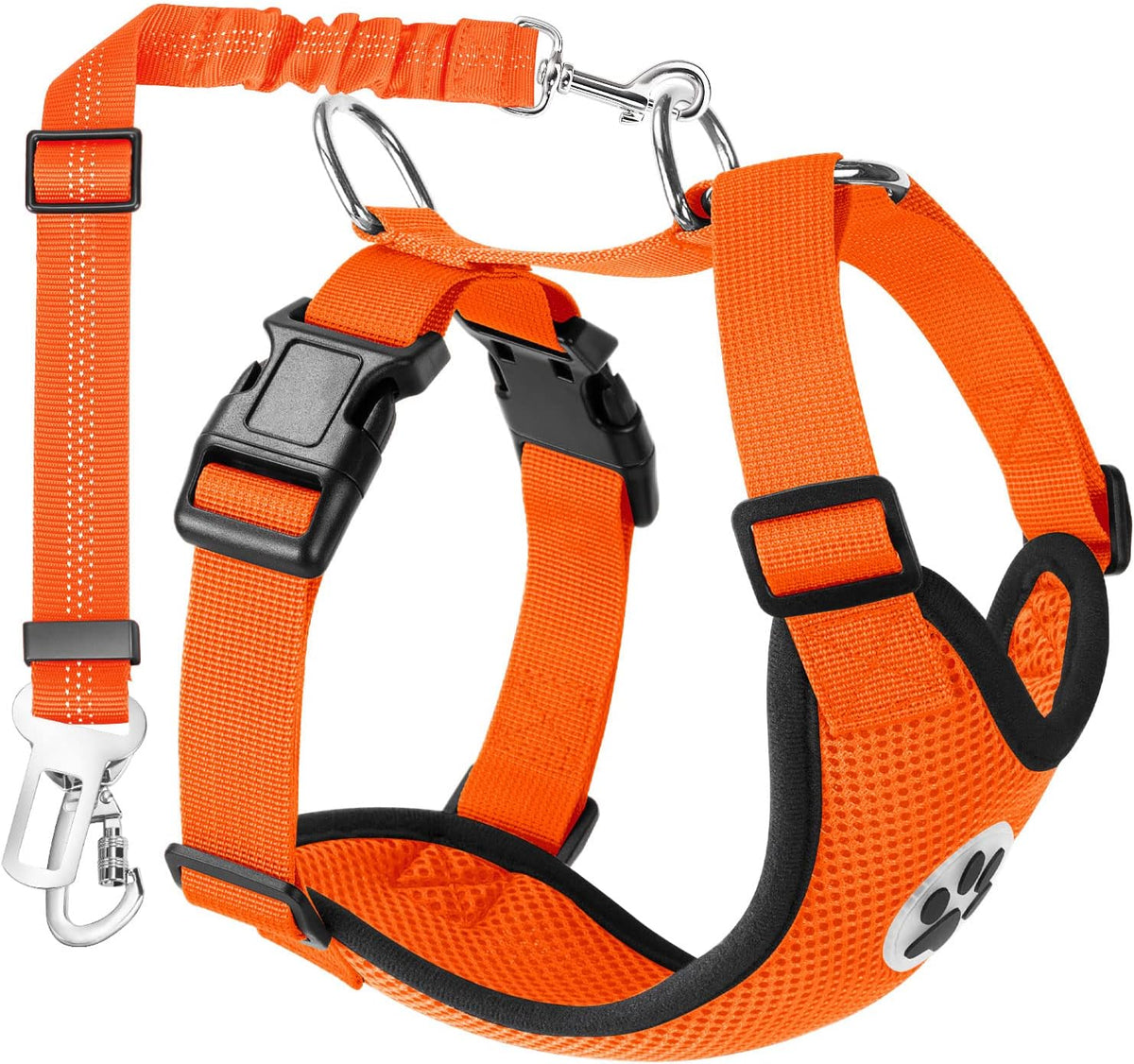 Lukovee Adjustable Dog Car Harness & Seat Belt - Ultimate Comfort & Safety for All Breeds (Blue, Medium)
