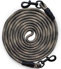 BTINESFUL Tie-Out Check Cord Long Rope Dog Tether, 8Ft 12Ft 20Ft 30Ft 50Ft Dog Lead for Yard, Large Medium Dogs Oudoor Training, Playing, Camping, or Backyard (30Ft, Beige Black)