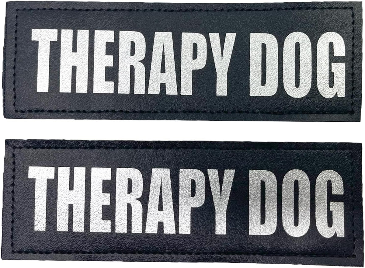 Albcorp Reflective Service Dog Patches - Easy-Change Hook Backing for Vests & Harnesses, Small Size (4.6 x 1 Inch), Set of 2