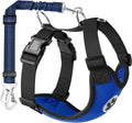Lukovee Adjustable Dog Car Harness & Seat Belt - Ultimate Comfort & Safety for All Breeds (Blue, Medium)