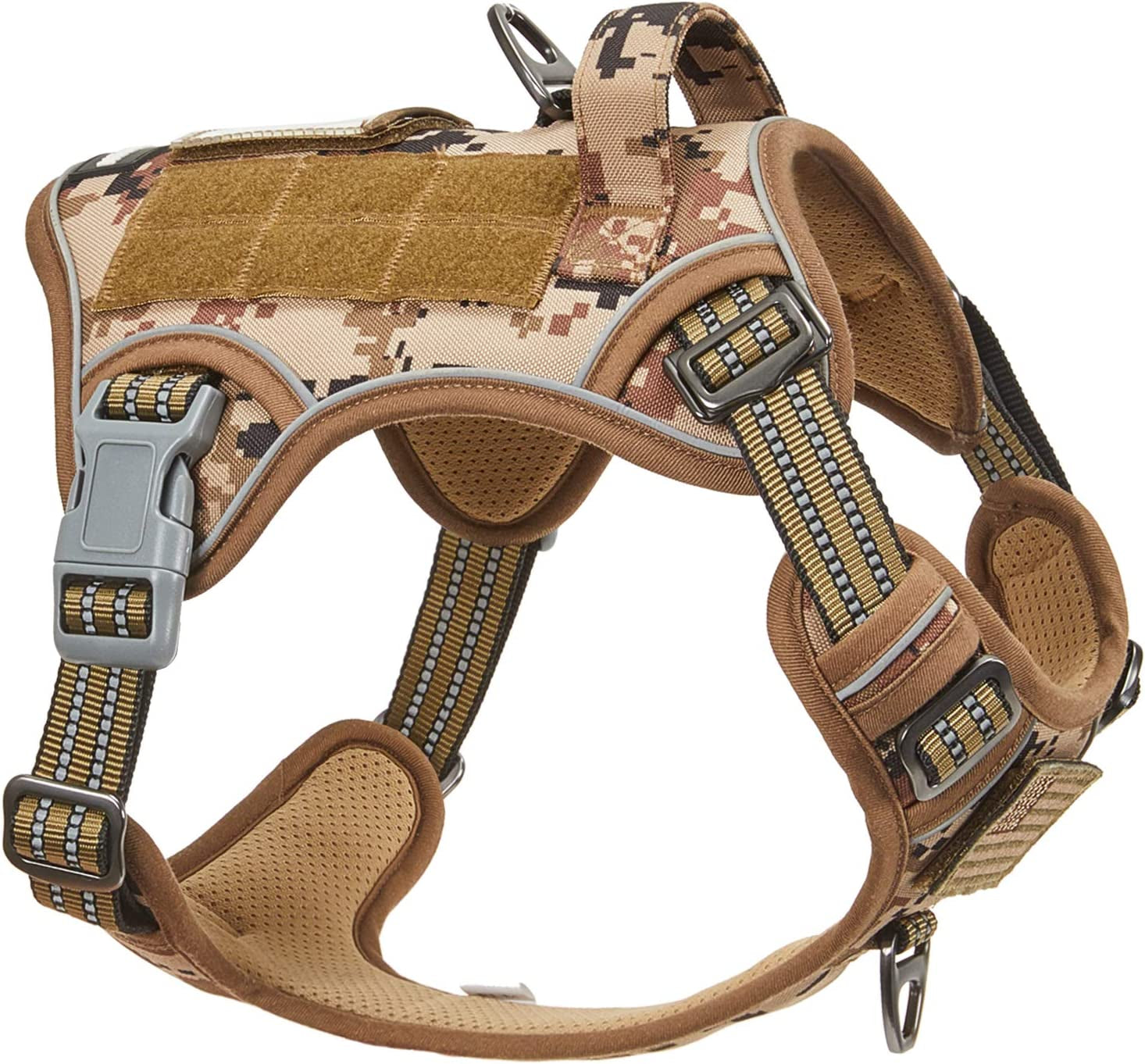 BUMBIN Tactical Dog Harness for Small Dogs No Pull, Famous TIK Tok No Pull Puppy Harness, Fit Smart Reflective Pet Walking Harness for Training, Adjustable Dog Vest Harness with Handle Purple Camo XS