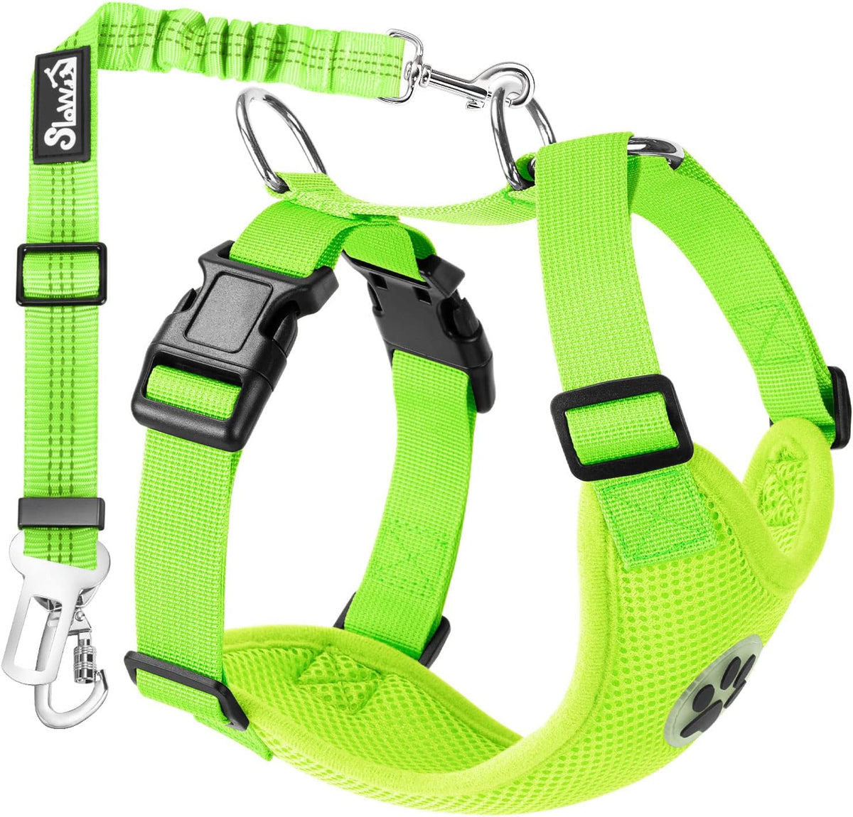 Lukovee Adjustable Dog Car Harness & Seat Belt - Ultimate Comfort & Safety for All Breeds (Blue, Medium)