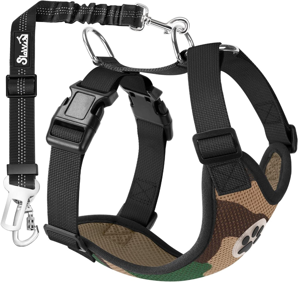 Lukovee Adjustable Dog Car Harness & Seat Belt - Ultimate Comfort & Safety for All Breeds (Blue, Medium)