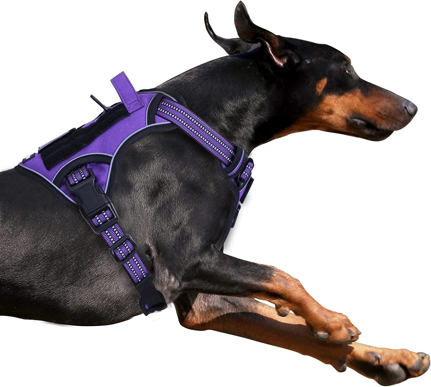 BUMBIN Tactical Dog Harness for Small Dogs No Pull, Famous TIK Tok No Pull Puppy Harness, Fit Smart Reflective Pet Walking Harness for Training, Adjustable Dog Vest Harness with Handle Purple Camo XS