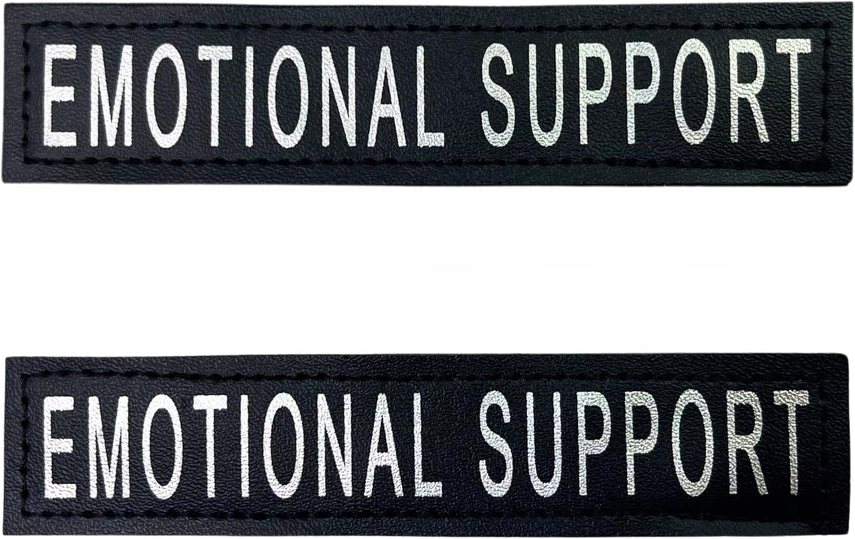 Albcorp Reflective Service Dog Patches - Easy-Change Hook Backing for Vests & Harnesses, Small Size (4.6 x 1 Inch), Set of 2